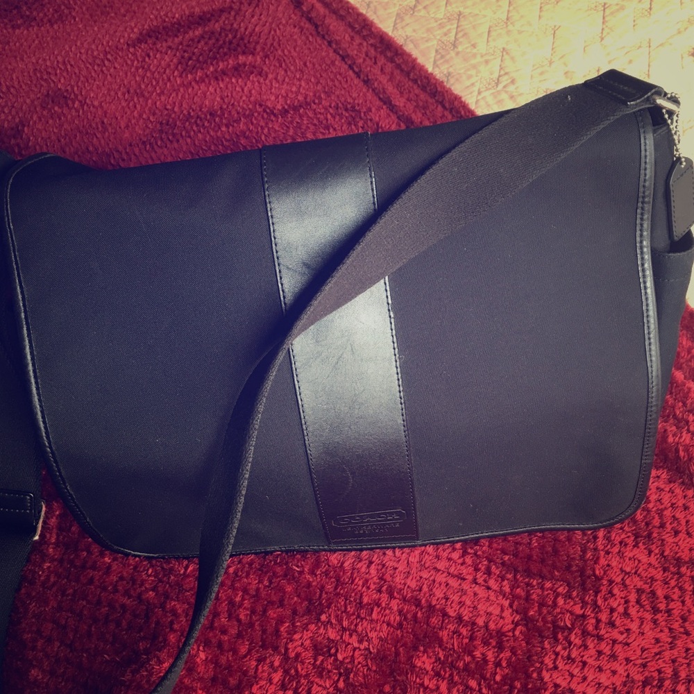 COACH BLACK SIGNATURE 77004 COMPUTER LAPTOP BAG